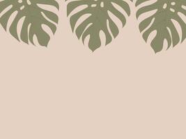 Tropical background with monstera leaves. Pastel abstract background with plant leaf. Summer illustration with copy space for text vector