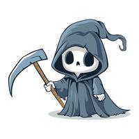 grim reaper chibi mascot illustration vector