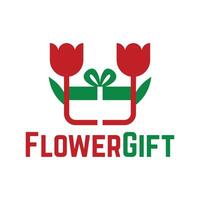 flower gift flat modern logo vector