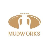 mudwork pottery modern simple logo vector