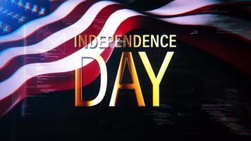 INDEPENDENCE DAY golden glitch text word animation video