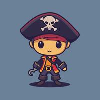 pirata chibi mascota ilustración vector