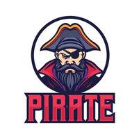 pirata mascota logo dibujos animados ilustración vector