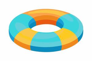 Brightly colored inflatable swim ring. Colorful float for summer swimming. Concept of summer, pool fun, vacation, and water safety. Graphic art. Isolated on white background. Print, design element vector