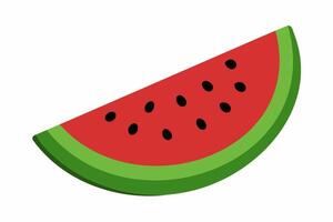 Fresh cut watermelon slice. Colorful illustration of ripe fruit. Concept of nutritious snacks, summer refreshment, natural sweetness. Graphic art. Isolated on white background. Print, design element vector