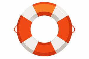 Classic orange and white lifebuoy ring. Safety flotation device for emergency rescue. Concept of safety, emergency equipment. Graphic art. Isolated on white background. Print, design element vector