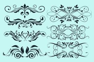 Decorative elements classical symmetric swirled shapes vector