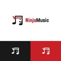 Ninja music minimalist logo. Simple negative space design concept vector