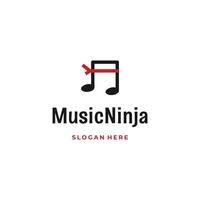 Ninja music minimalist logo. Simple negative space design on isolated background vector