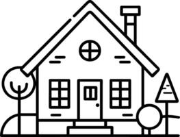 House black line style illustration vector