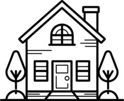 House black line style illustration vector