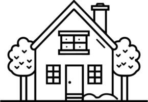 House black line style illustration vector