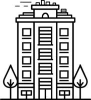 edificio negro línea estilo ilustración vector