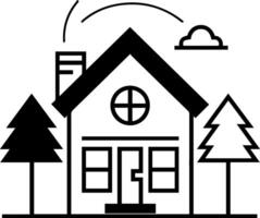 House black line style illustration vector