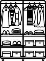 Closet black line style illustration vector