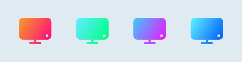 Desktop monitor solid icon in gradient colors. Computer signs illustration. vector