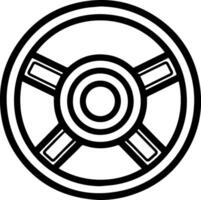 Steering Wheel black line style image vector