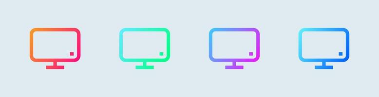 Desktop monitor line icon in gradient colors. Computer signs illustration. vector