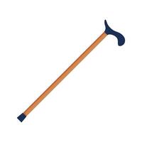 Walking cane. Wooden stick on white background. Cane for elderly, old, aged and disabled person. vector