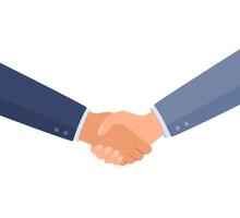 Shaking hands, symbol of success deal, happy partnership, greeting shake, casual handshaking agreement. vector
