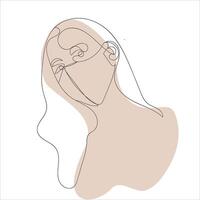 woman art line with face mask vector