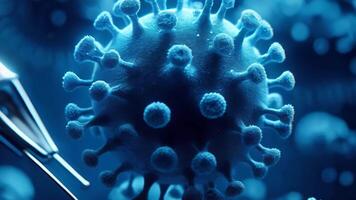 mostra uma digital 3d representação do uma vírus, possivelmente significou para retratar uma patógeno tal Como a coronavírus video