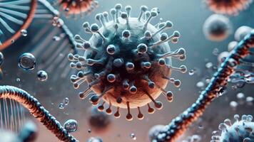 mostra uma digital 3d representação do uma vírus, possivelmente significou para retratar uma patógeno tal Como a coronavírus video