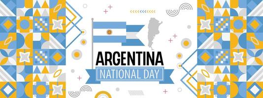 argentina nacional día. contento día festivo. independencia y libertad día. celebrar anual. argentina bandera mapa. patriótico argentino diseño. póster, tarjeta, bandera, vector