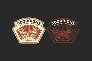 accordion music instrument badge logo for music festival, studio and entertainment vector