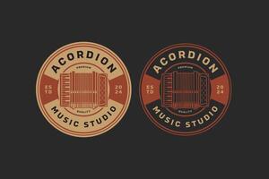 accordions music instrument badge logo for music festival, studio and entertainment vector