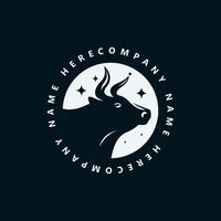 Bull head logo template illustration design isolated on black background. vector