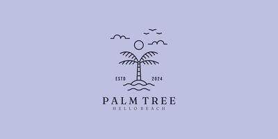 logo palm tree line simple logo illustration design vector
