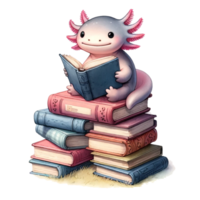 axolotl ler bookworms aguarela clipart axolotl ler bookworms aguarela clipart perfeito para amantes do a único e a incomum png