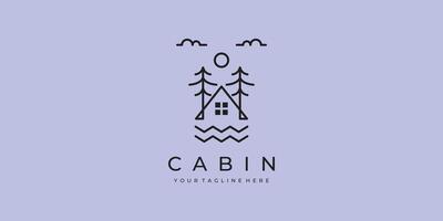 logo cabin line art minimalist simple logo illustration design vector