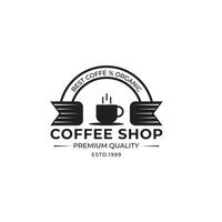 Coffee shop retro logo template vector