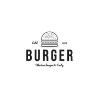 Burger vintage logo design template vector