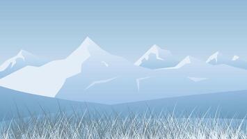winter landscape scene with mountains background vector