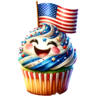 Cupcake Watercolor For 4th of July Clipart Perfect for digital invitations, patriotic party decor, or creating unique png