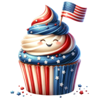 Cupcake acquerello per 4 ° di luglio clipart Perfetto per digitale inviti, patriottico festa arredamento, o la creazione di unico png