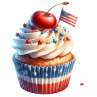 Cupcake Watercolor For 4th of July Clipart Perfect for digital invitations, patriotic party decor, or creating unique png