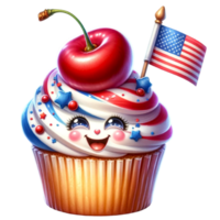Cupcake Watercolor For 4th of July Clipart Perfect for digital invitations, patriotic party decor, or creating unique png