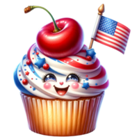 Cupcake acquerello per 4 ° di luglio clipart Perfetto per digitale inviti, patriottico festa arredamento, o la creazione di unico png