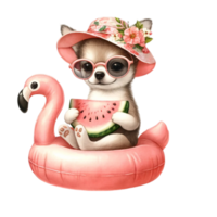 chihuahua su fenicottero galleggia adorabile chihuahua su fenicottero galleggia clipart png