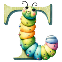 Cute Alphabet Hungry Caterpillar Watercolor Clipart Our Adorable Caterpillar Design, Making Learning Fun And Engaging For Little Ones. png