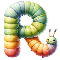 Cute Alphabet Hungry Caterpillar Watercolor Clipart Our Adorable Caterpillar Design, Making Learning Fun And Engaging For Little Ones. png