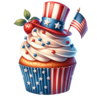 Cupcake acquerello per 4 ° di luglio clipart Perfetto per digitale inviti, patriottico festa arredamento, o la creazione di unico png