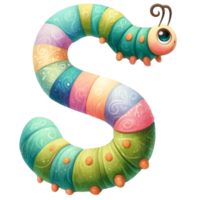Cute Alphabet Hungry Caterpillar Watercolor Clipart Our Adorable Caterpillar Design, Making Learning Fun And Engaging For Little Ones. png