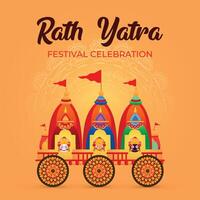 señor jagannath, balabhadra, y subhadra son siendo celebrado en rath yatra. vector