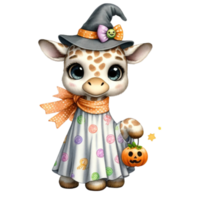 incantevole giraffa Halloween clipart spaventoso stagione acquerello disegni per lavorazione png