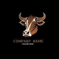 Cow head logo template. Farm animal logotype concept. vector